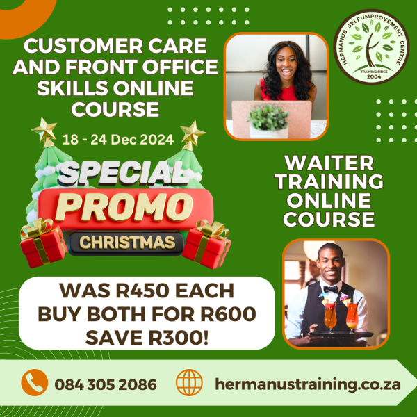 BUNDLE DEAL: Waiter Training & Customer Care and Front Office Skills Online Courses